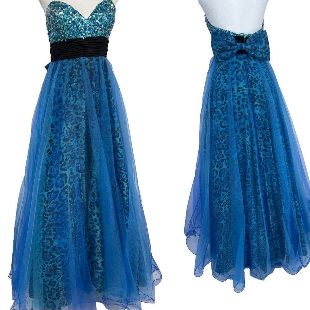 Jovani strapless animal print ball gown